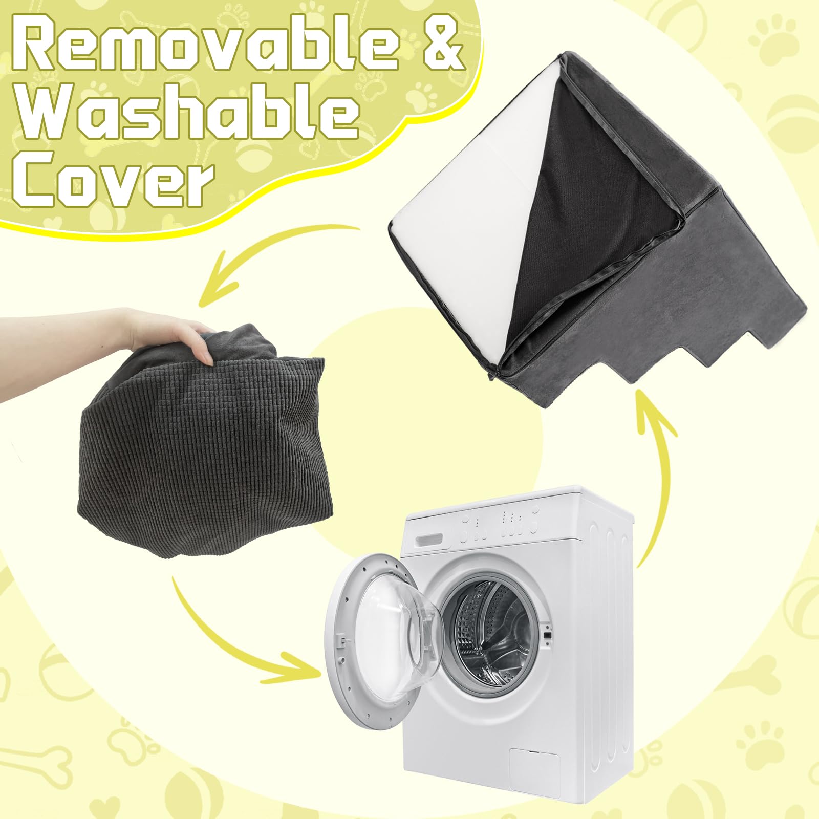 Niubya grey fabric with high-density foam supports gentle transitions for aging pets