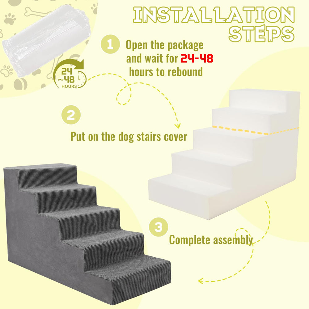 Niubya dog stairs grey cover removable for easy washing