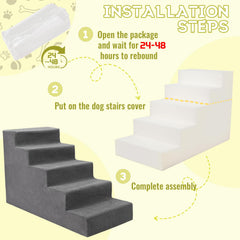 Niubya dog stairs grey cover removable for easy washing