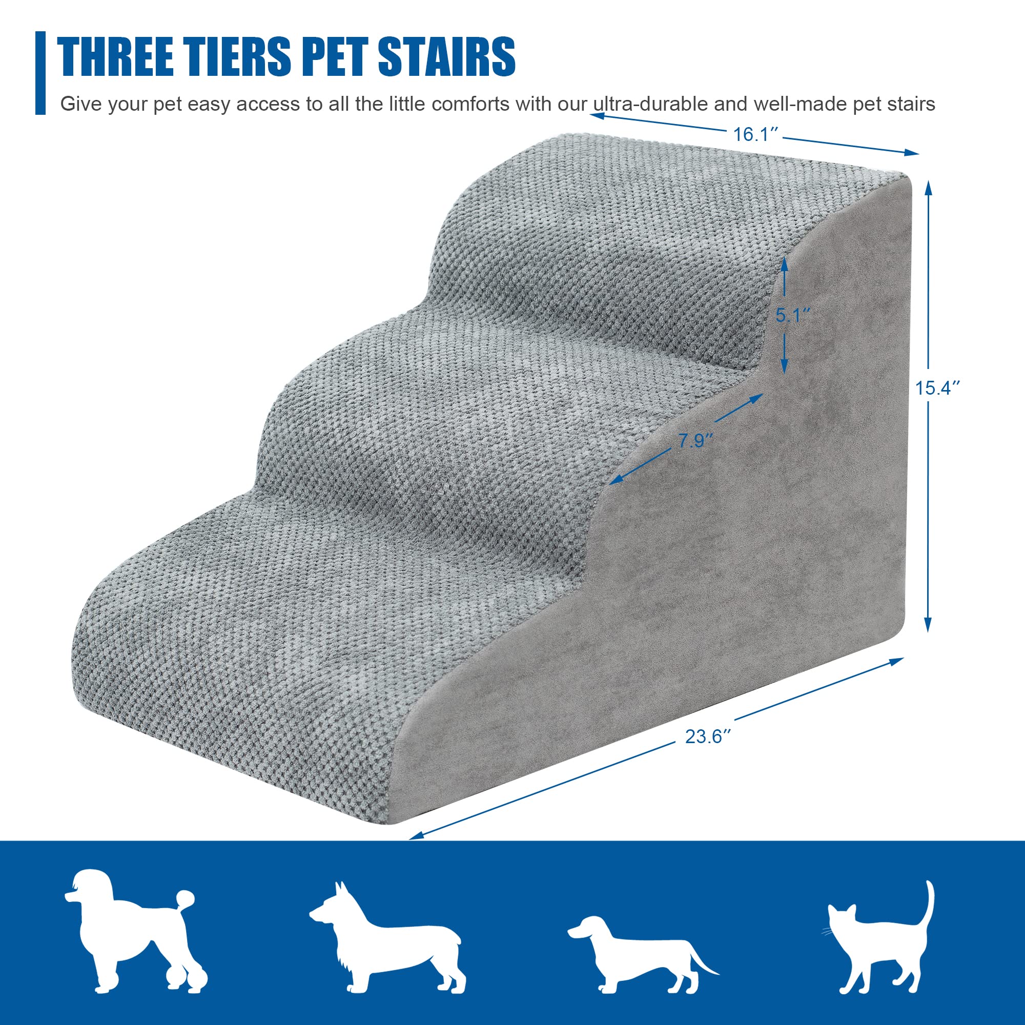 Niubya dog stairs highlights high-density foam for sturdy support