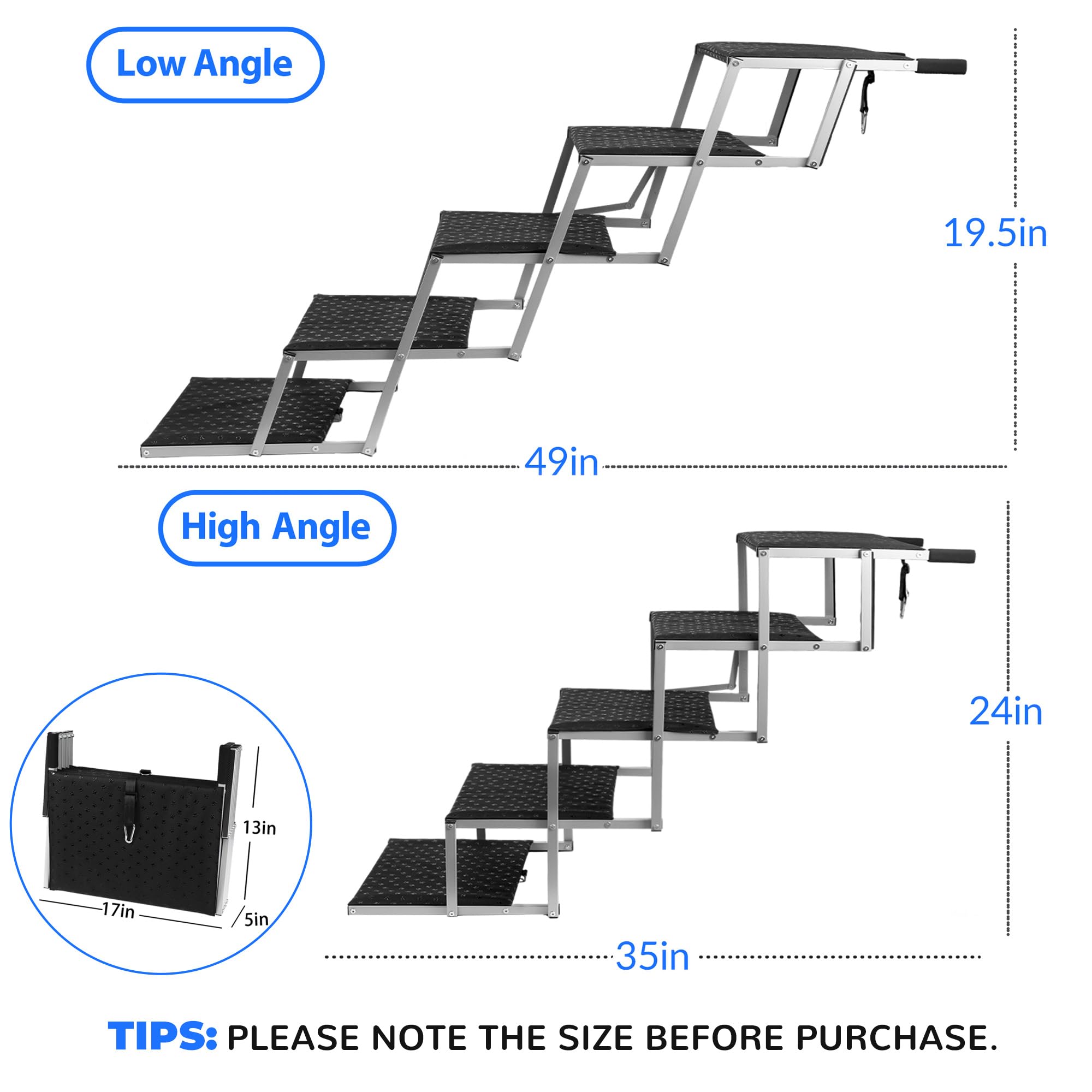 Niubya dog stairs with non-slip paw-print surface for secure traction