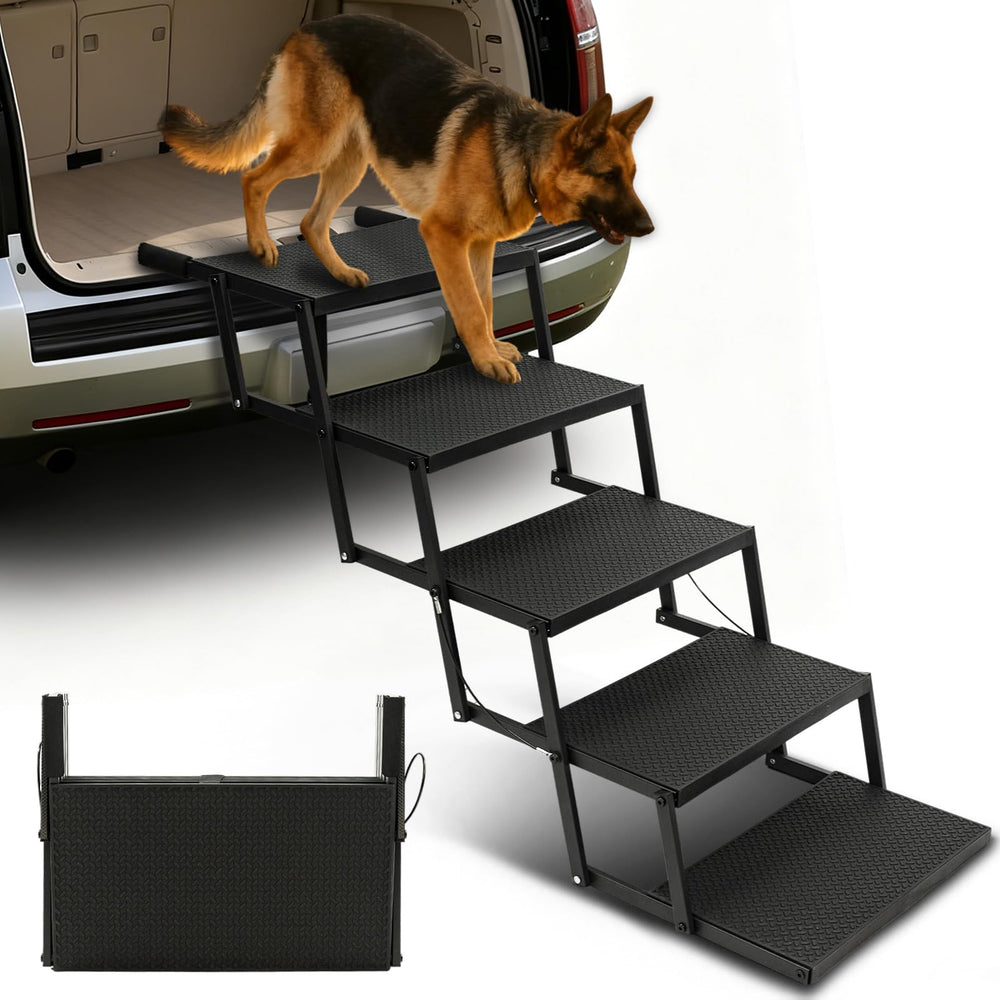 Niubya dog steps for car with foldable 5-step design for easy vehicle entry.
