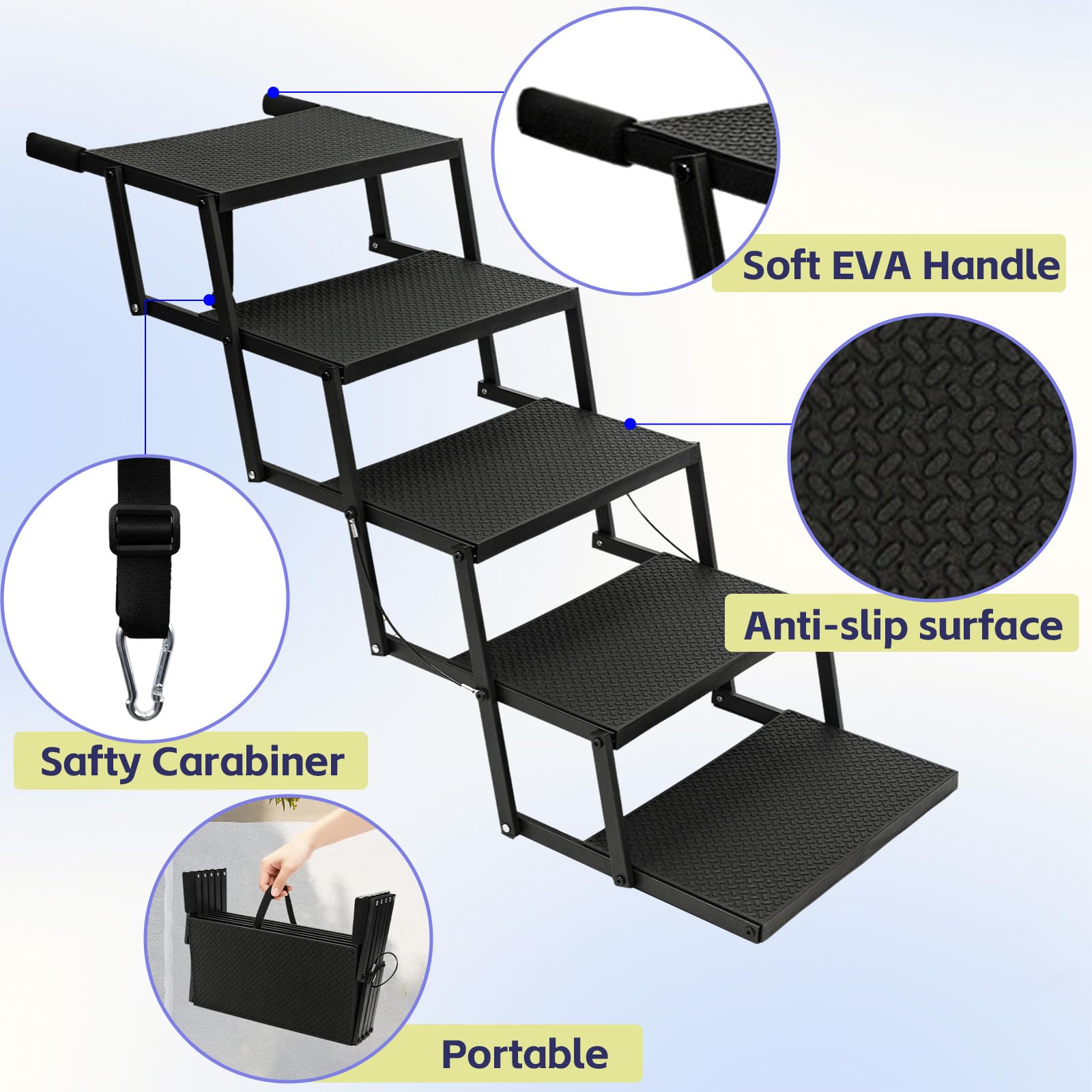 Non-slip surface on Niubya dog steps providing secure footing for pets.
