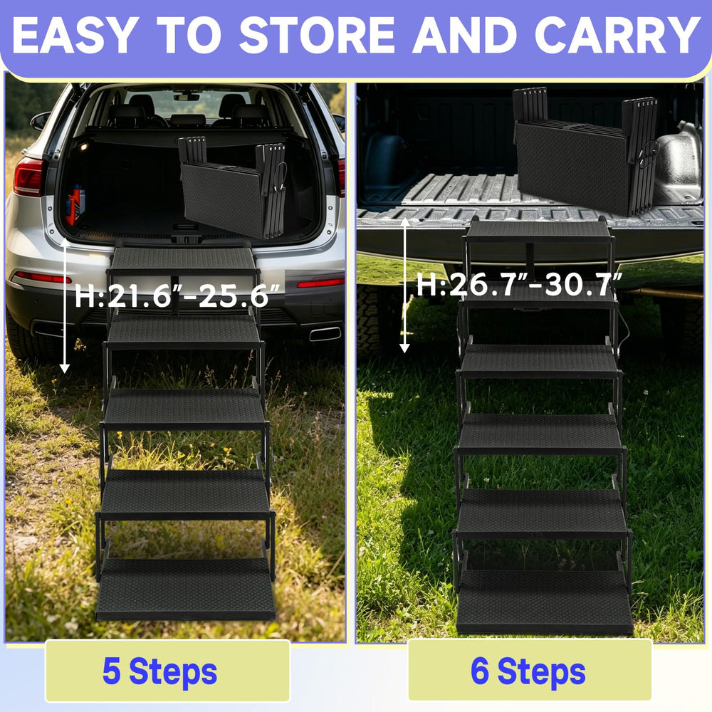 Niubya dog steps compatible with car, SUV, truck and sofa for versatile use.