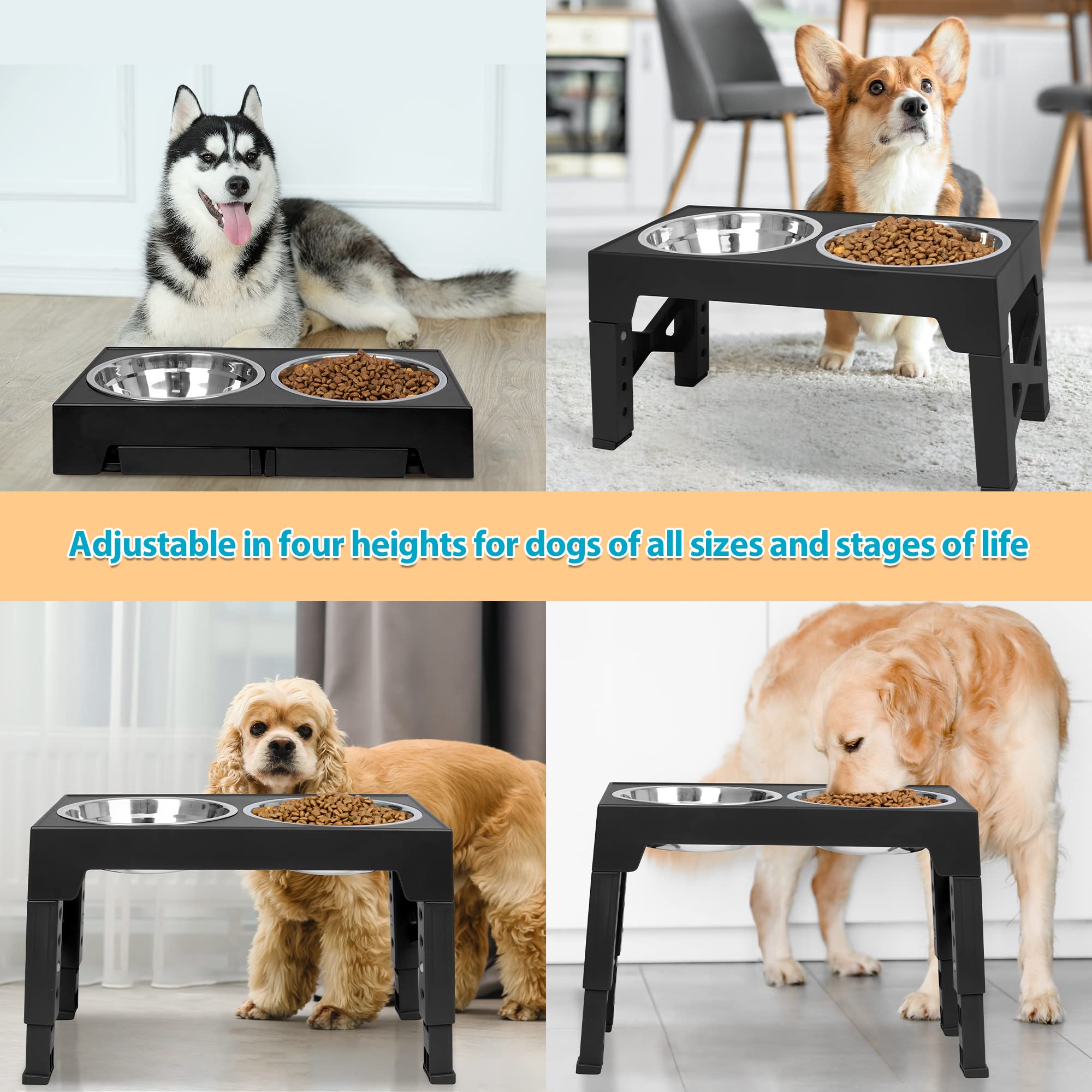 Niubya elevated feeder anti slip stand keeps bowls steady during meals