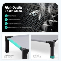 Niubya elevated outdoor dog bed mesh center promotes airflow for cooling comfort.