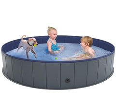 Niubya foldable dog pool at 64-inch diameter for backyard cooling and play