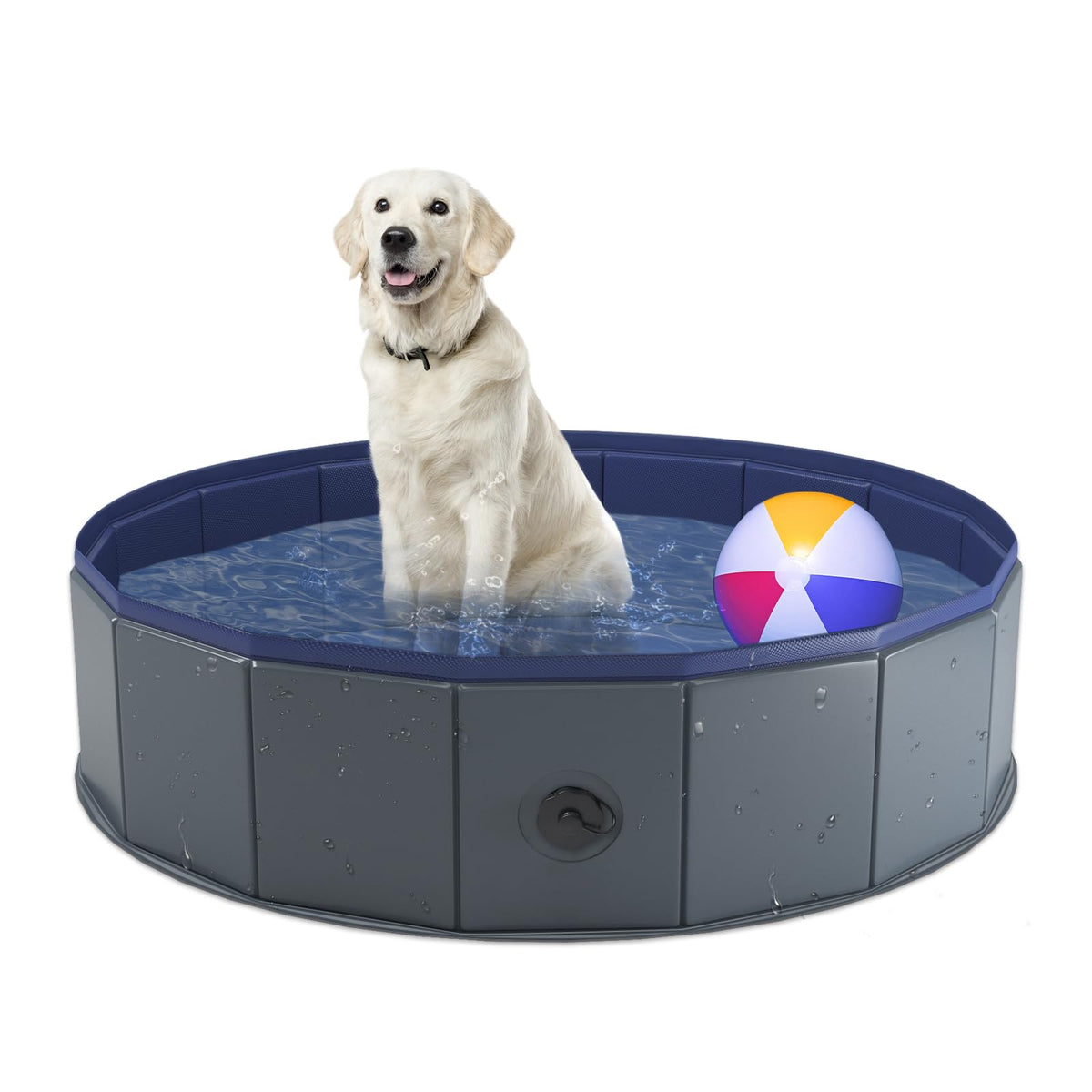 Niubya foldable dog pool with collapsible design for easy storage and travel.
