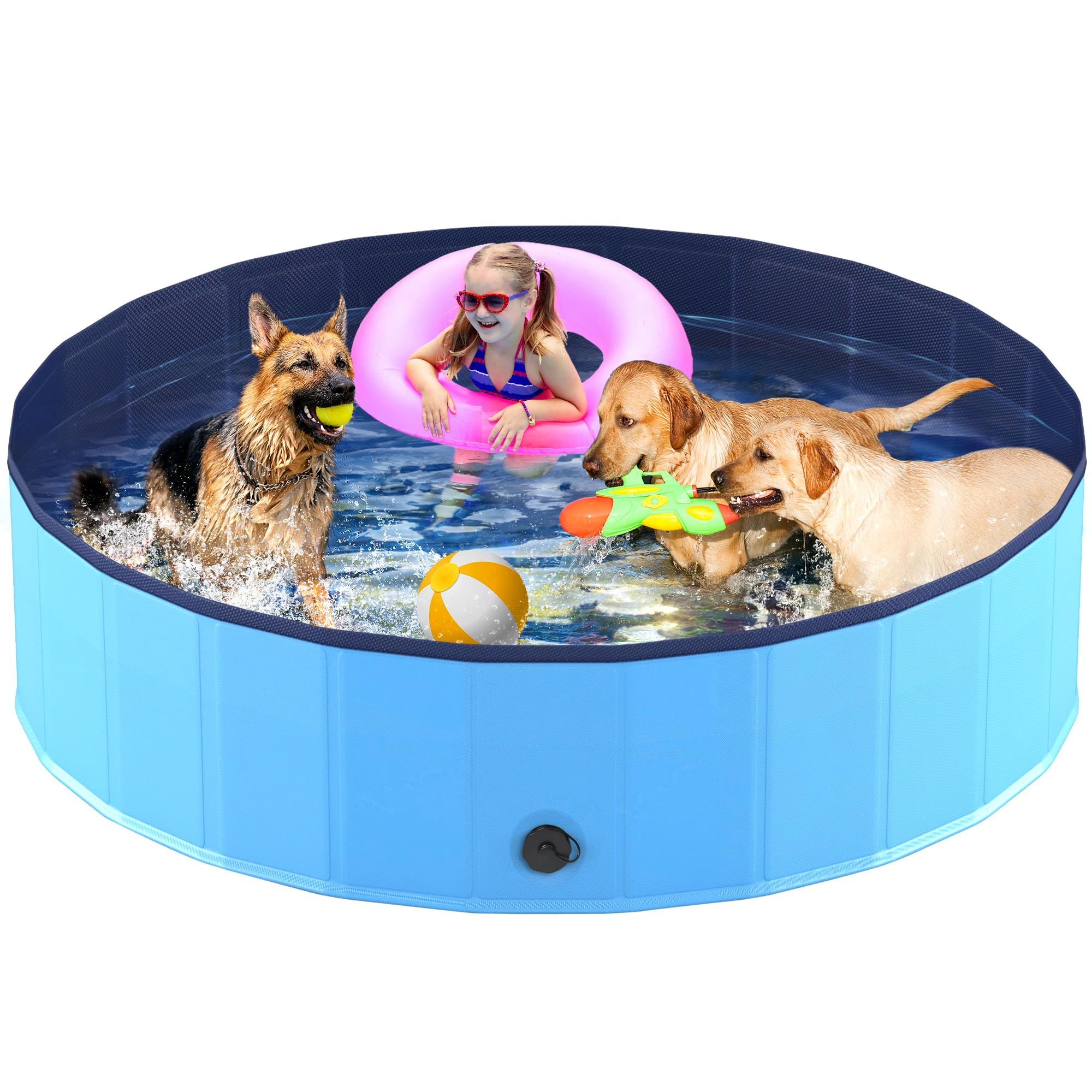 Niubya foldable dog pool shows collapsible design for easy transport