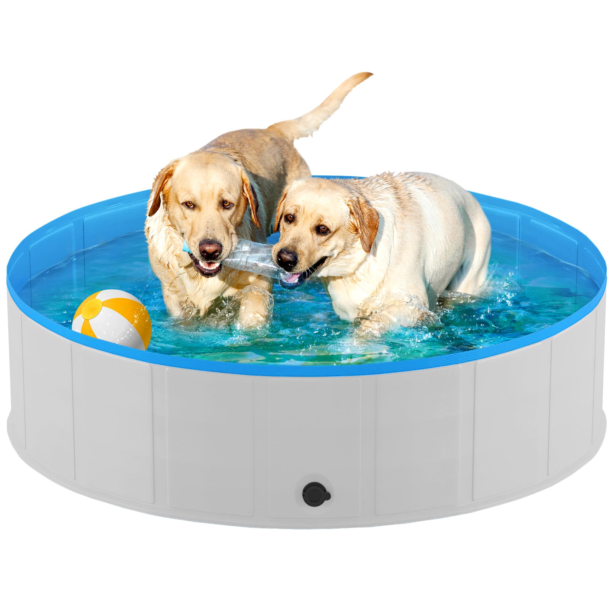Niubya foldable dog pool showcases collapsible design for easy travel and storage.
