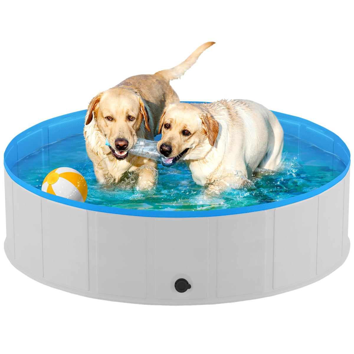 Niubya foldable dog pool showcases collapsible design for easy travel and storage.