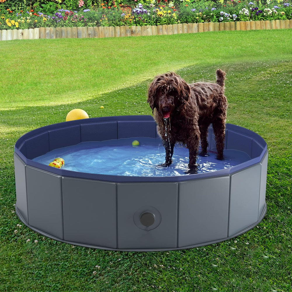 Niubya foldable pet bath tub with drain cap for quick water release.