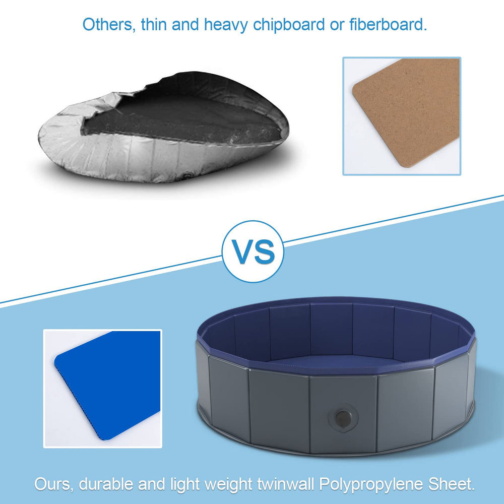 Niubya foldable pet pool with drain plug for quick water removal.