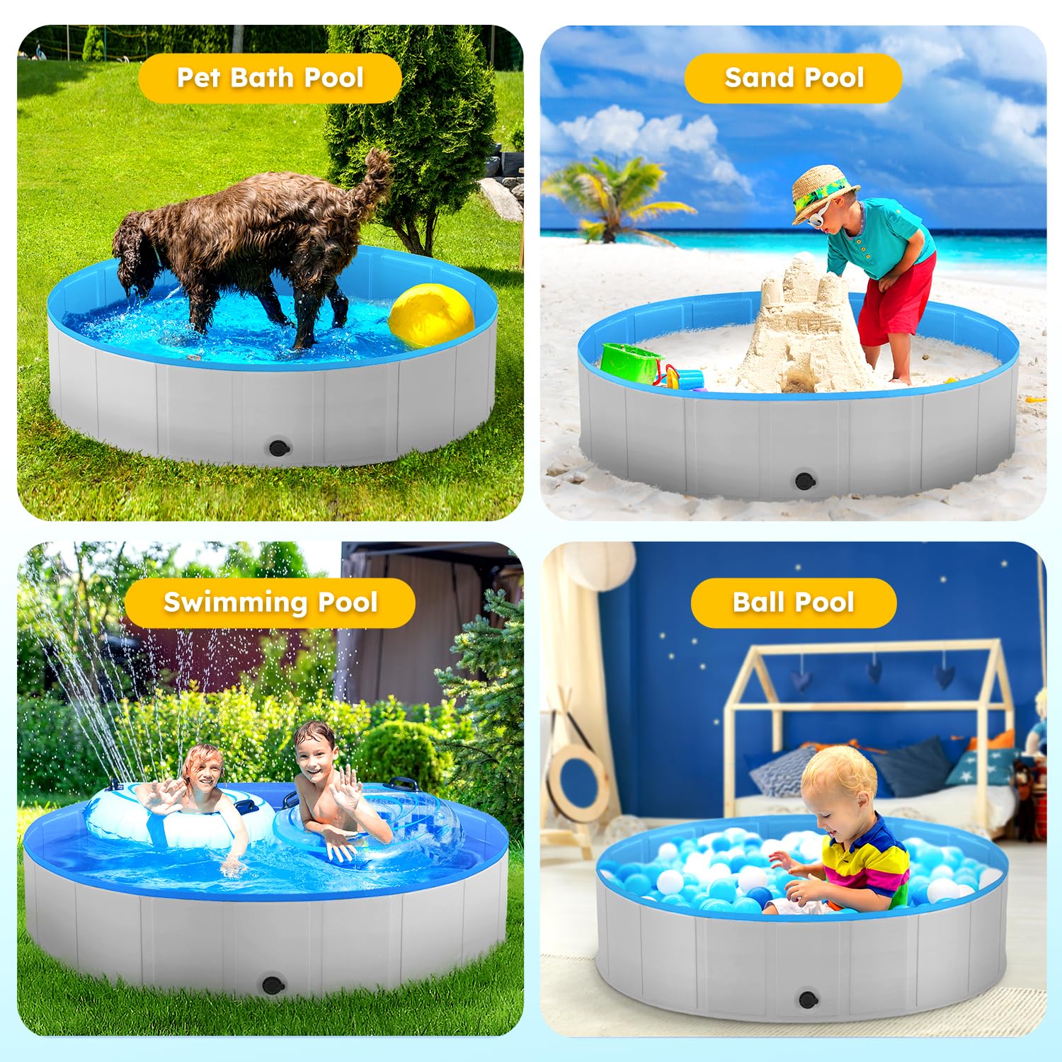 Niubya indoor outdoor use highlights versatile pet bathing and cooling options.
