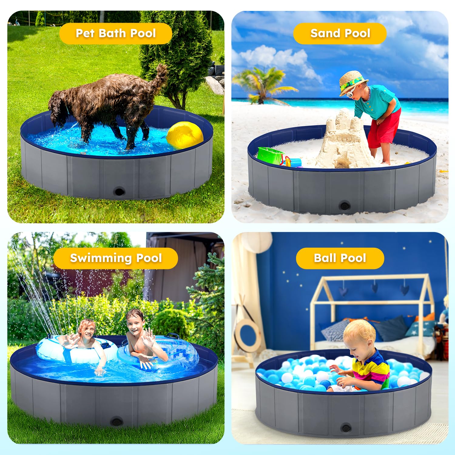 Niubya pet pool in the garden used for a fun bathtime.