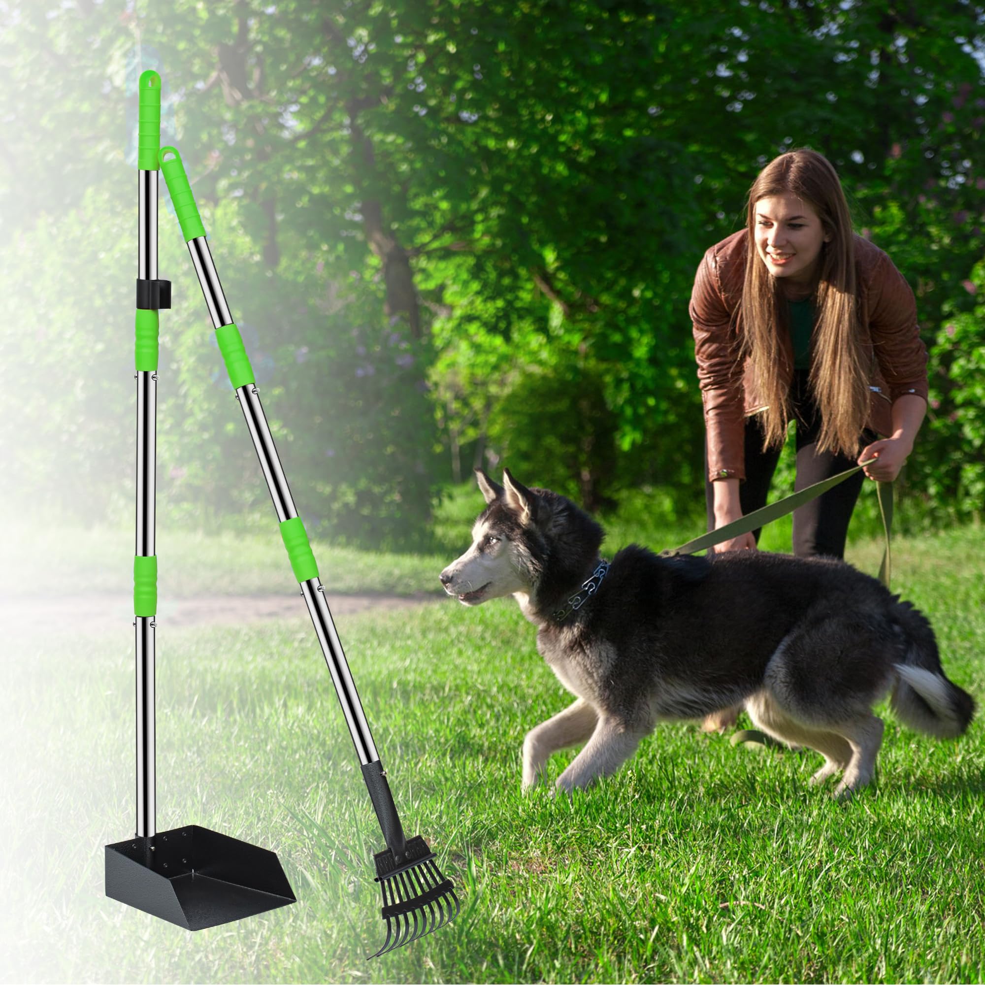 Niubya Pooper Scooper detachable handle for compact storage.