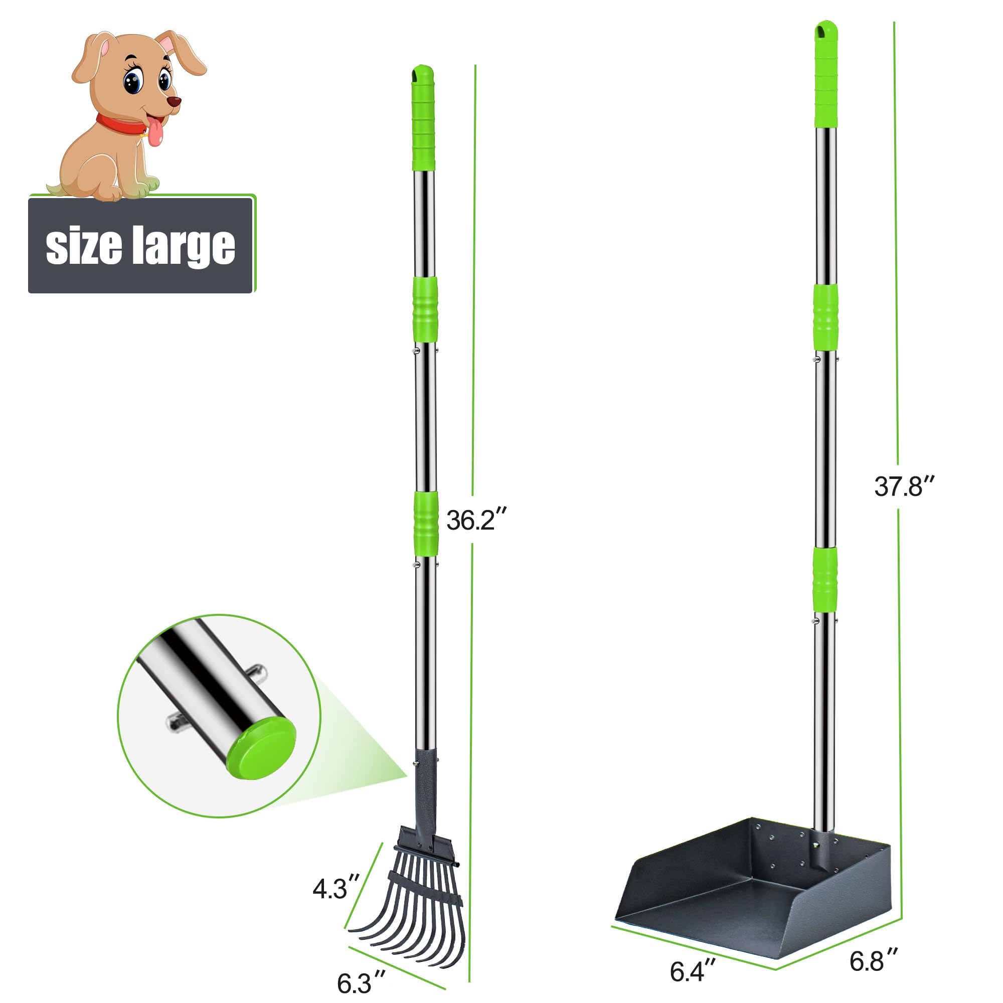 Niubya Pooper Scooper interlocking clip keeps handles secure during use.