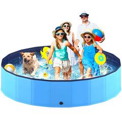 Niubya portable dog pool setup demonstrates quick, space-saving assembly for hassle-free pet baths.
