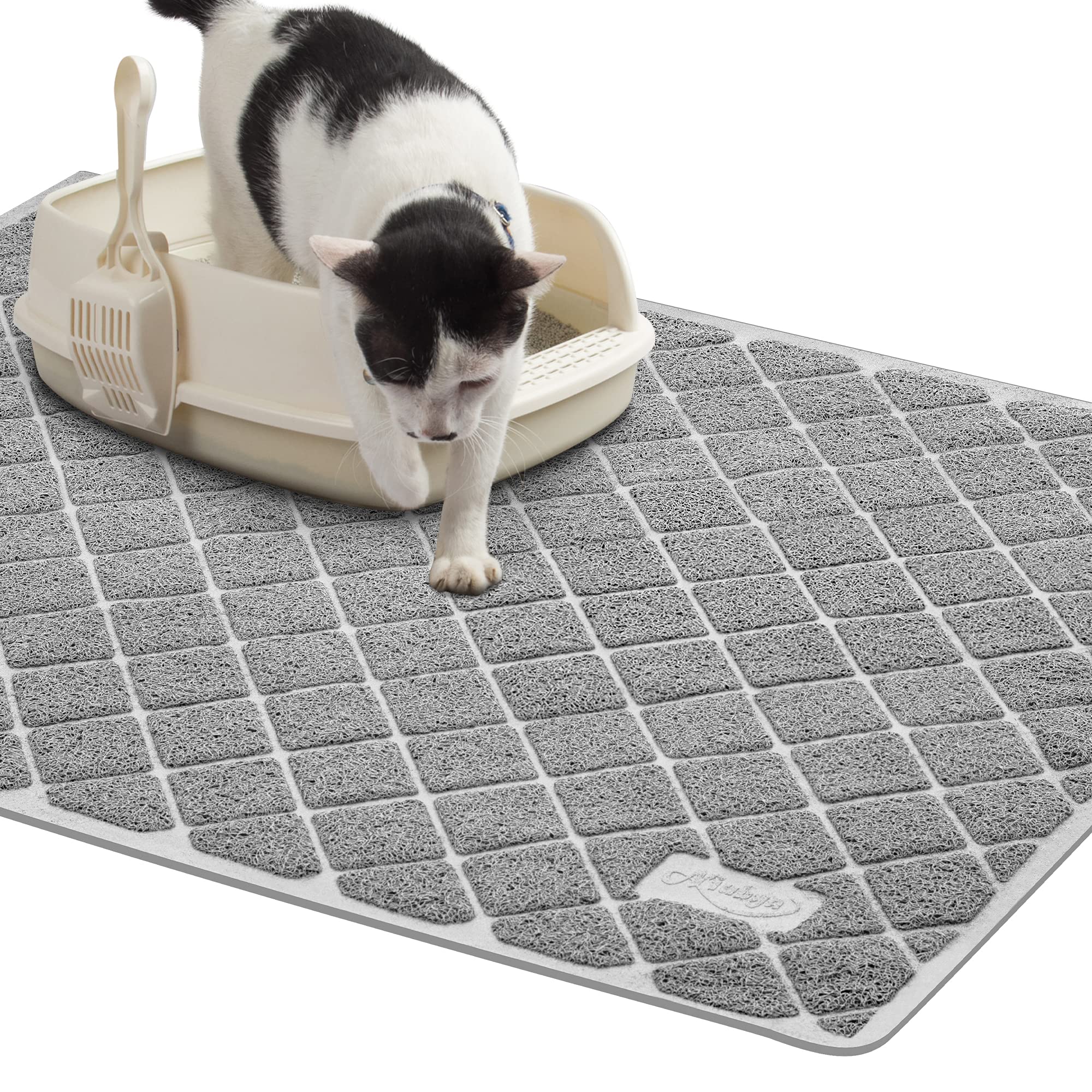 Niubya Premium Cat Litter Mat front view traps litter and protects floors.