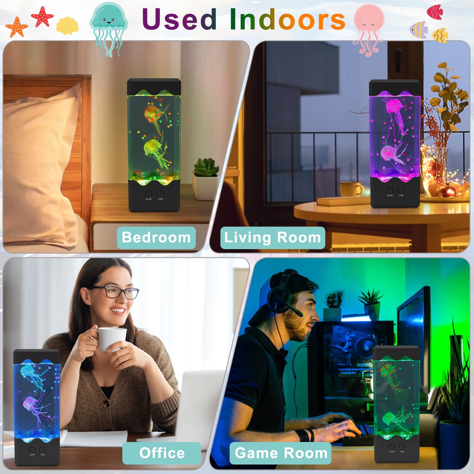 NIUFAN Jellyfish Lamp's ultra-quiet pump keeps rooms peaceful for work or sleep.