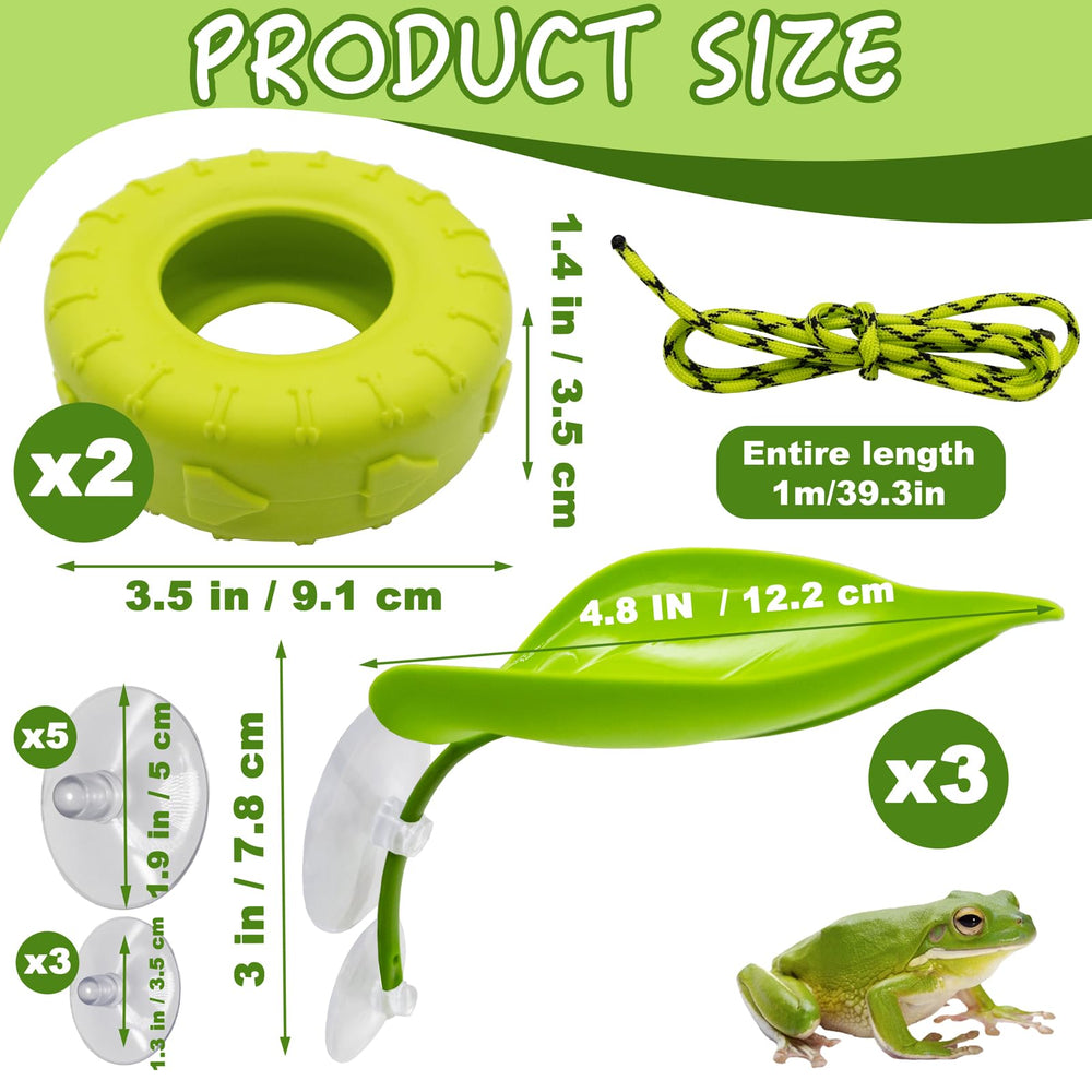 Niuohoy tire swing offers arboreal play and resting spots for small frogs.