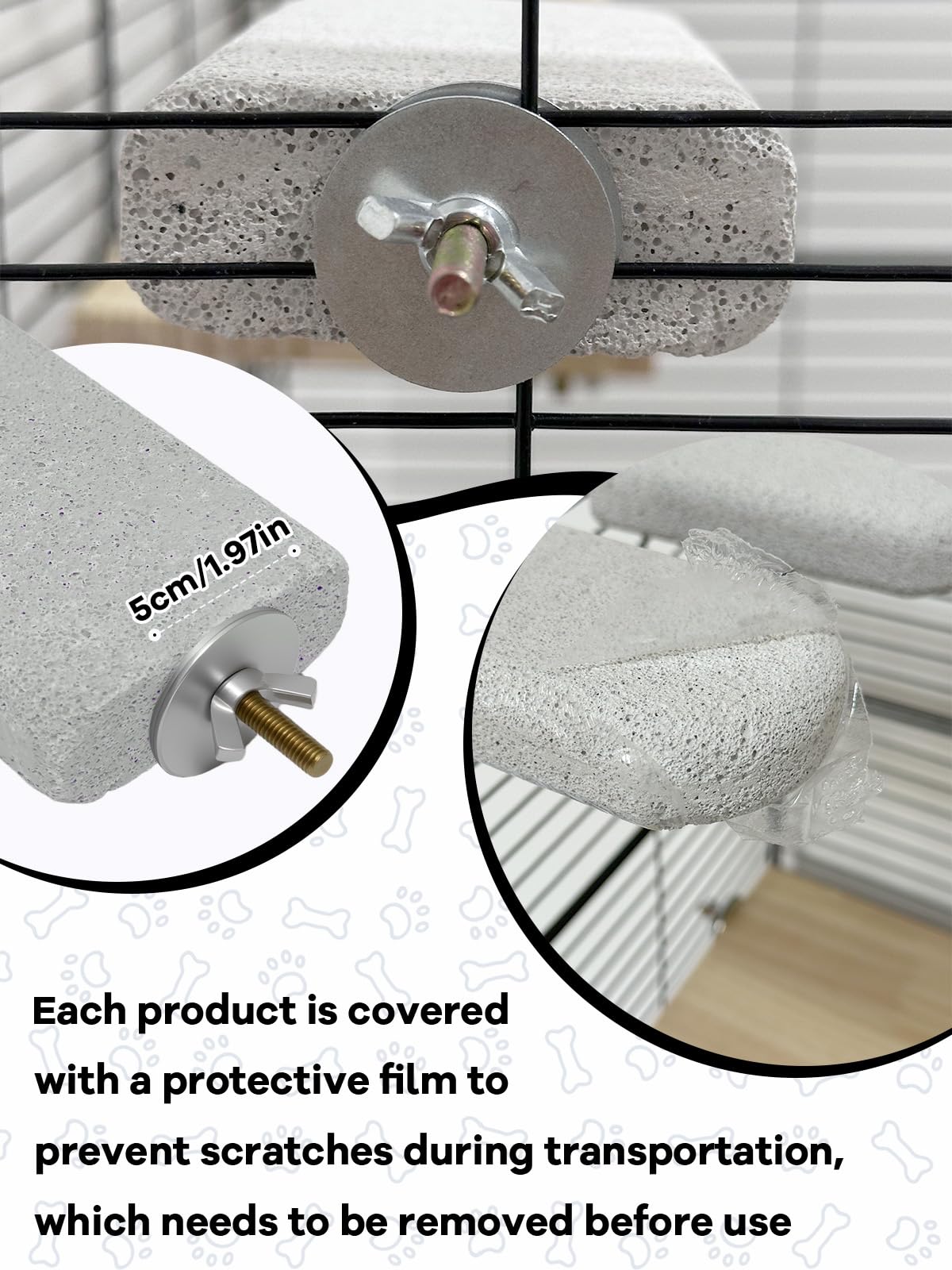 Niwaes durable pumice perch supports climbing and perching in cages.