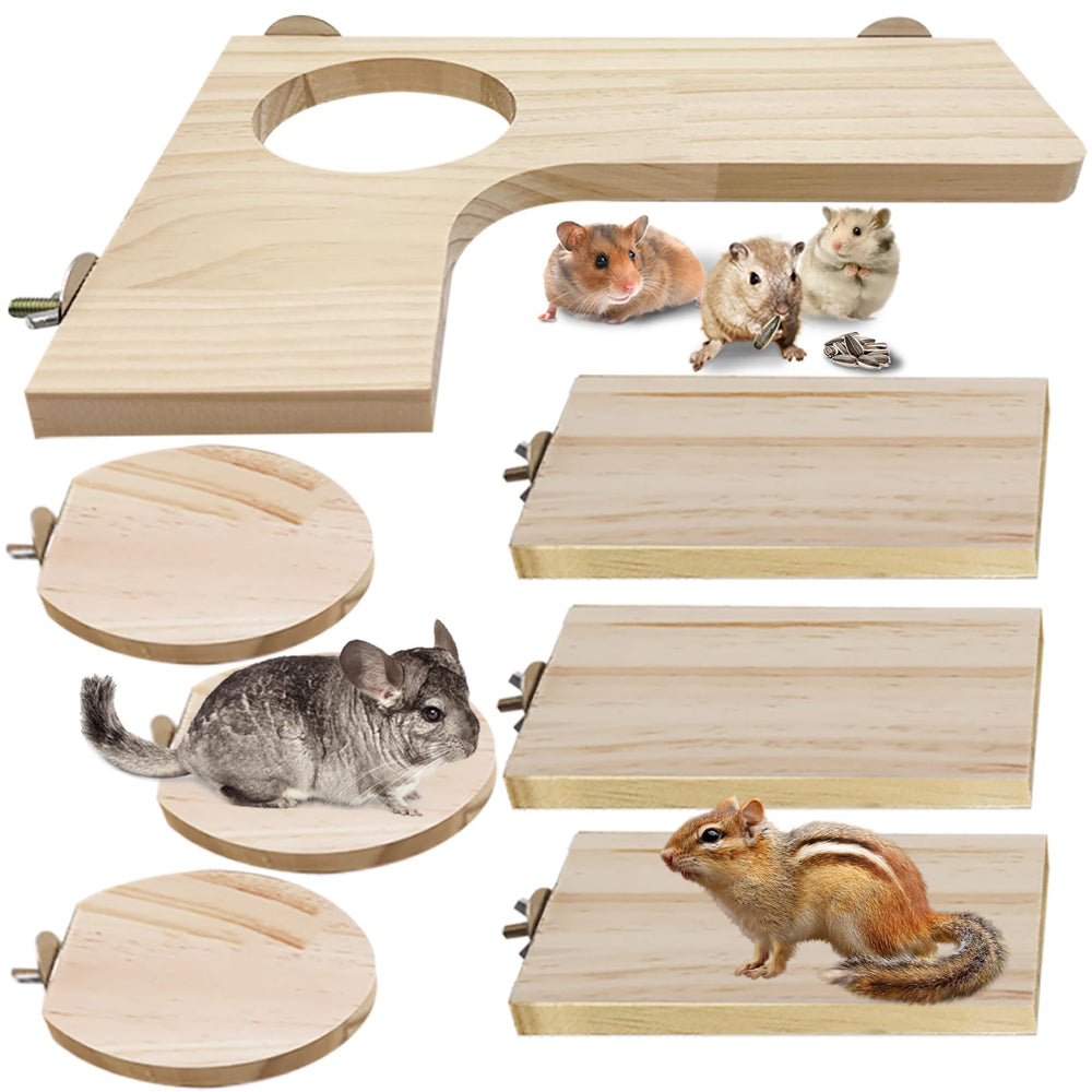 Niwaes L-shaped platform for cages adds sturdy climbing space for small pets.