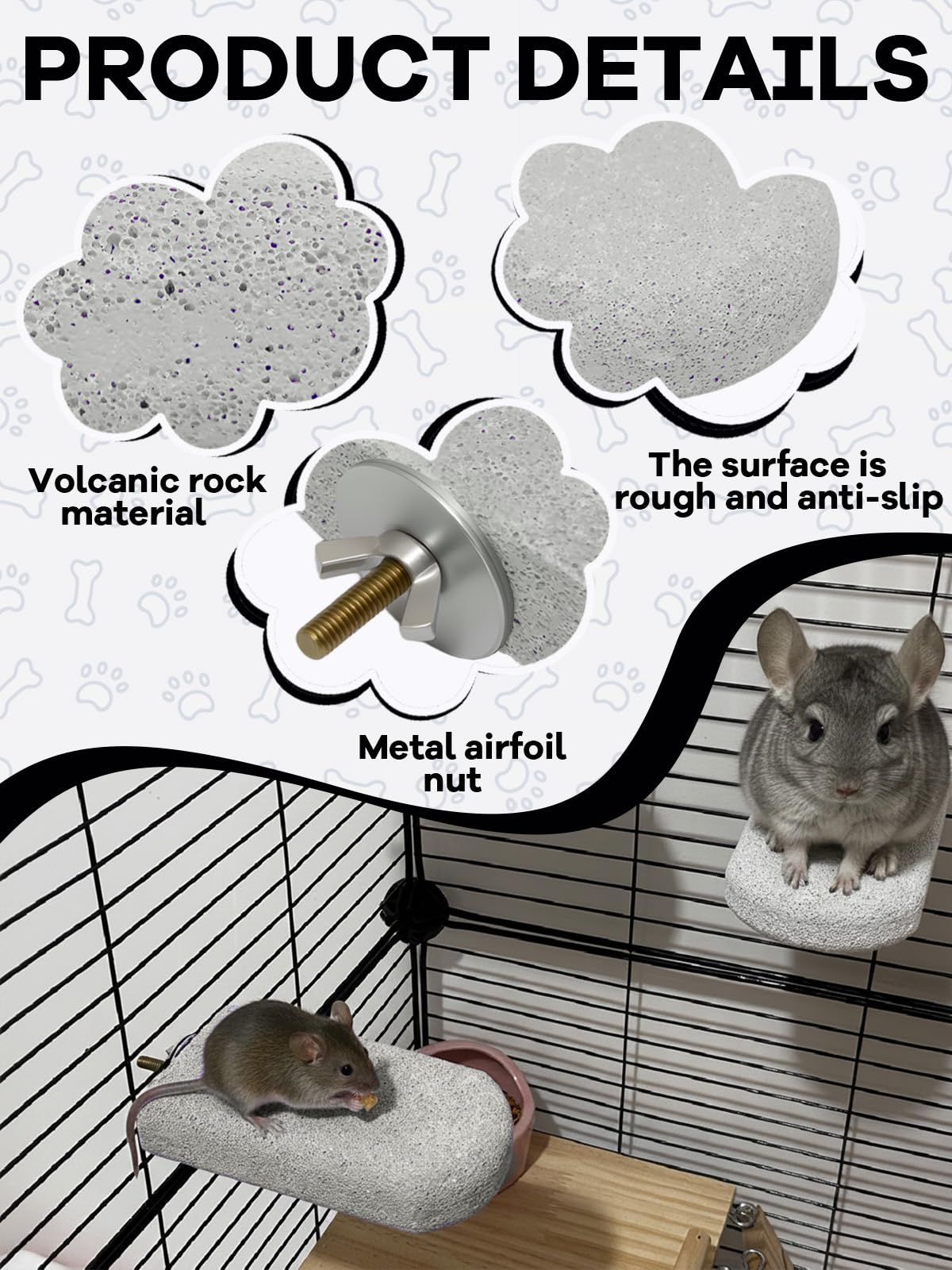 Niwaes pumice chew-ledge promotes natural gnawing and play.