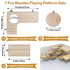 Niwaes round wooden platform for cages enhances versatile play and exploration.