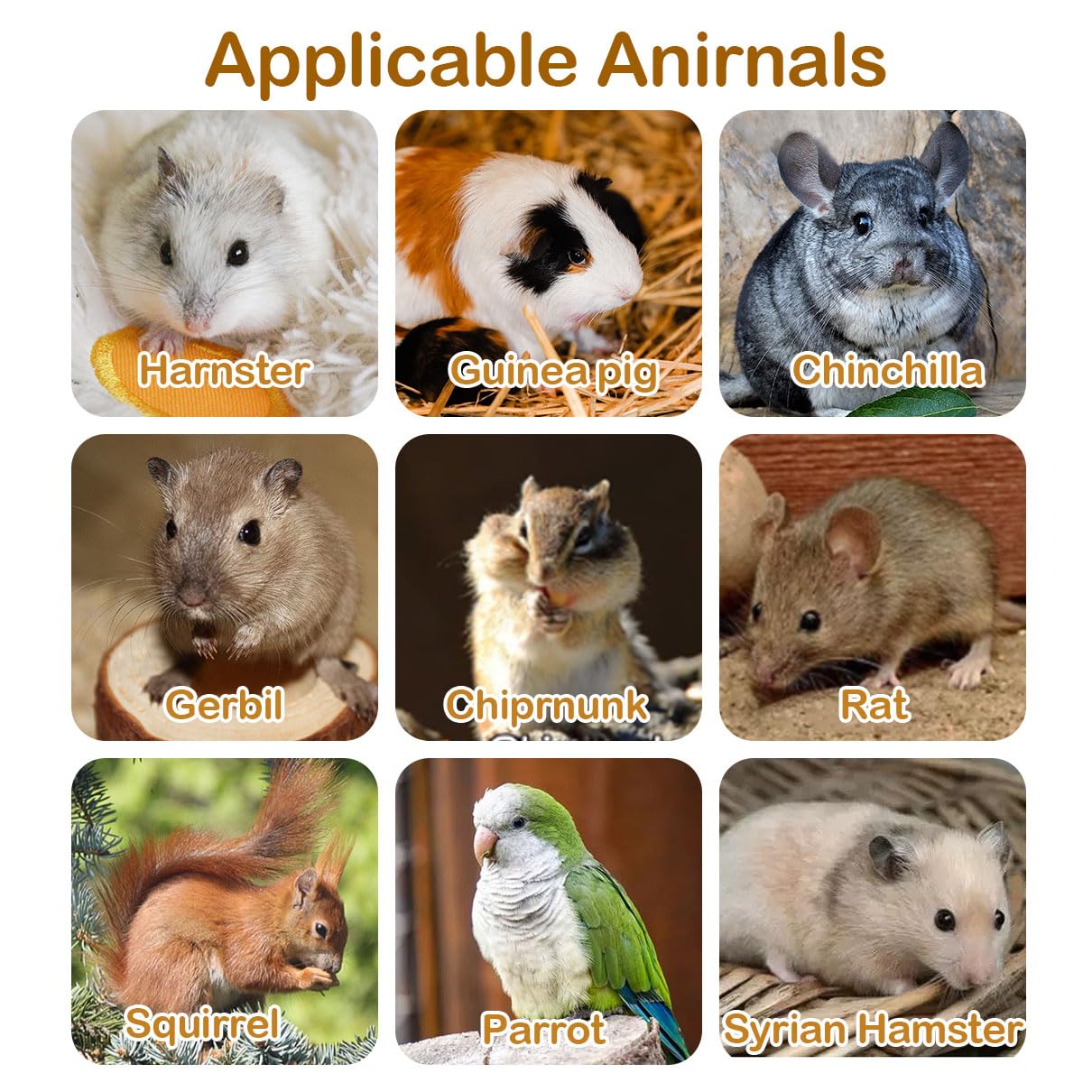 Niwaes suitable for rats, hamsters, gerbils and other small pets in cages.