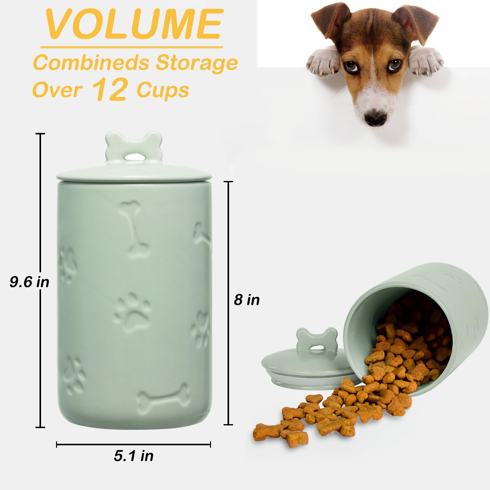 NIXBYO ceramic dog cookie jar in green for kitchen decor and treats