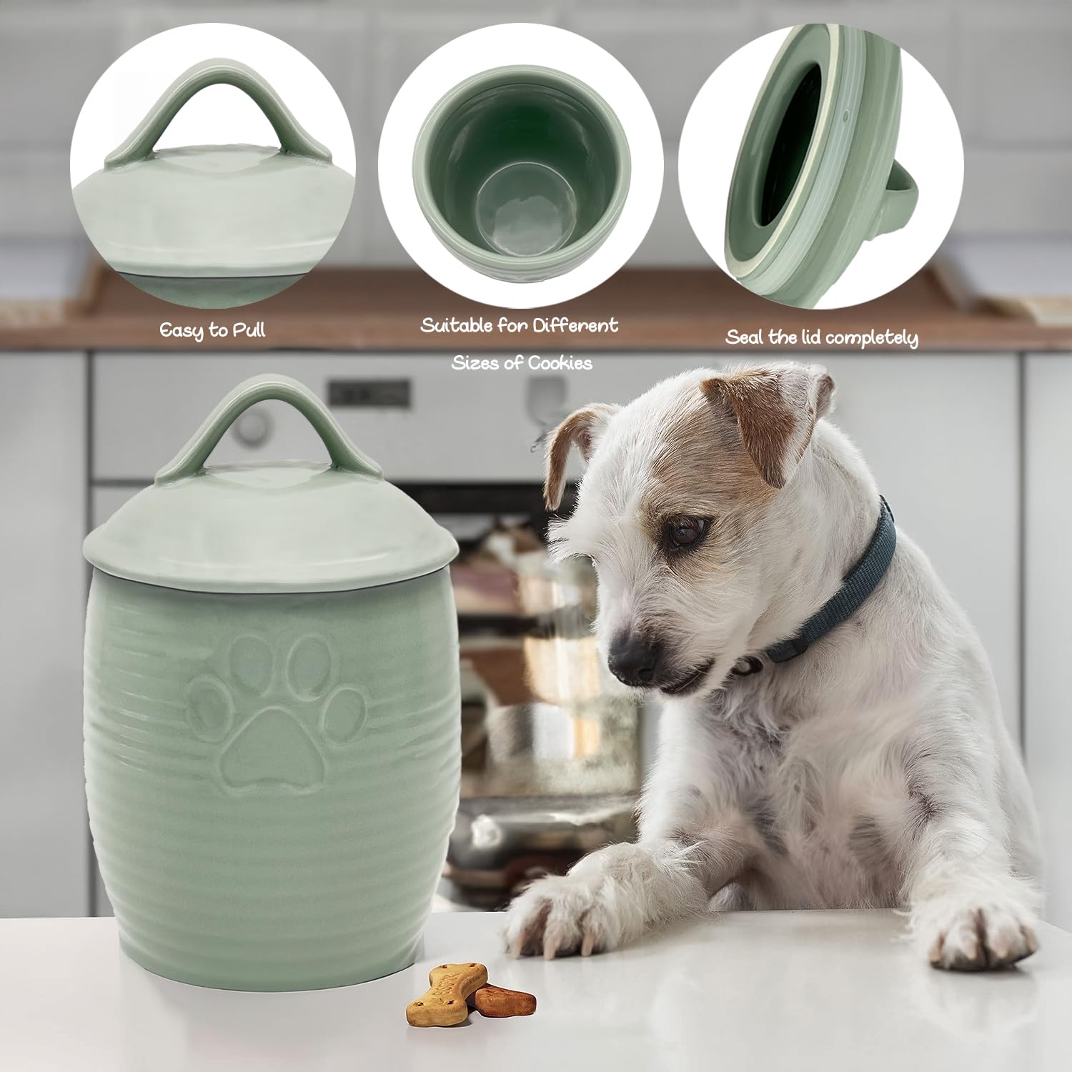 NIXBYO ceramic pet treat storage container for easy refills