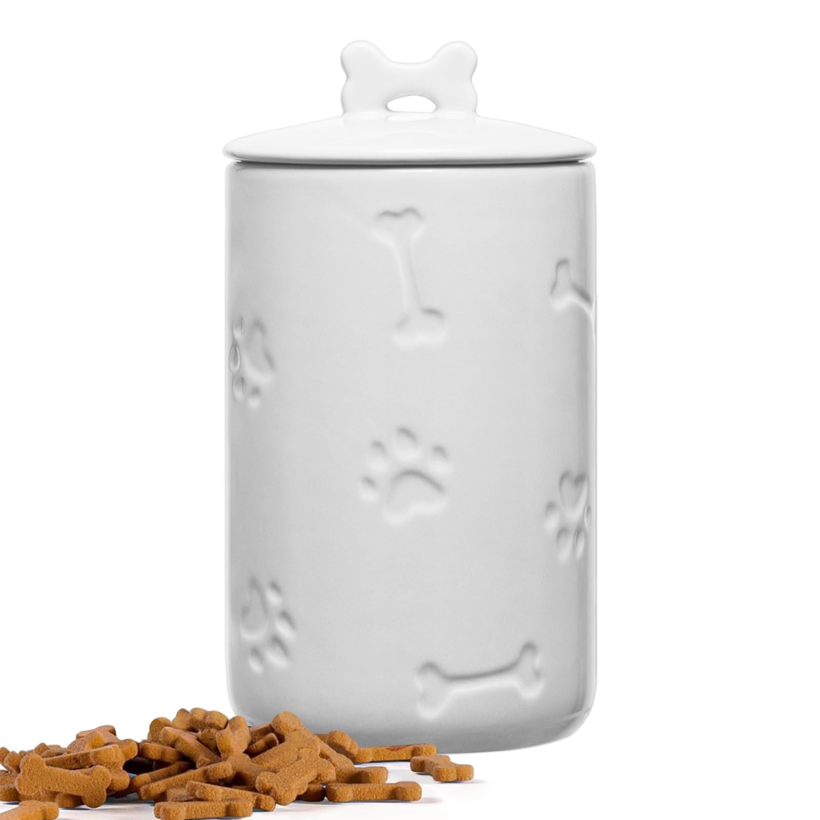 NIXBYO dog treat container with airtight lid keeps treats fresh.