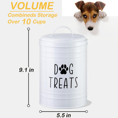 NIXBYO metal cookie jar with farmhouse design stores dog snacks.