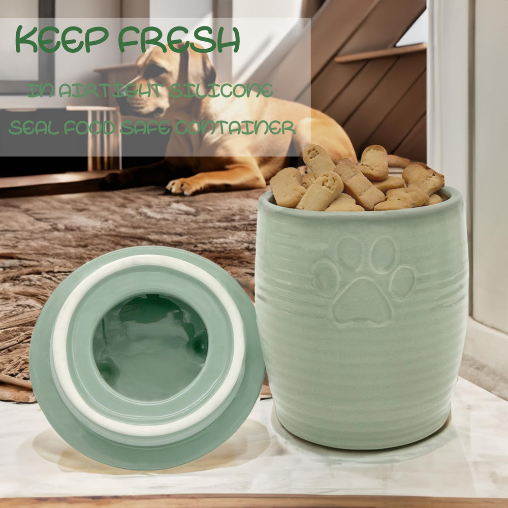 NIXBYO dog treat container with silicone ring lid keeps moisture out
