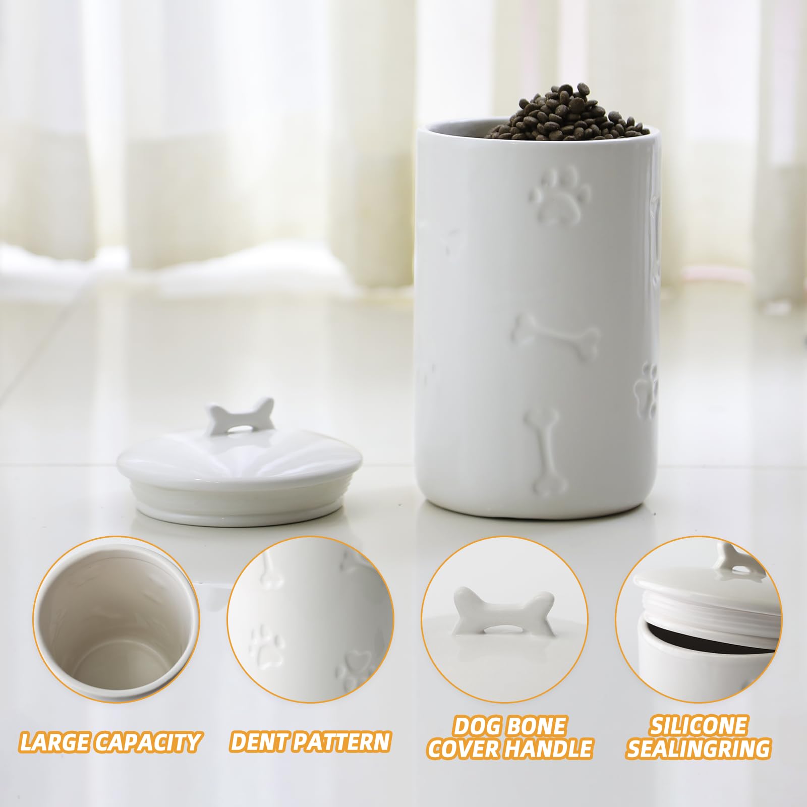 NIXBYO large ceramic treat jar features paw print design for kitchen decor.