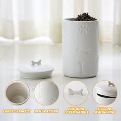 NIXBYO large ceramic treat jar features paw print design for kitchen decor.