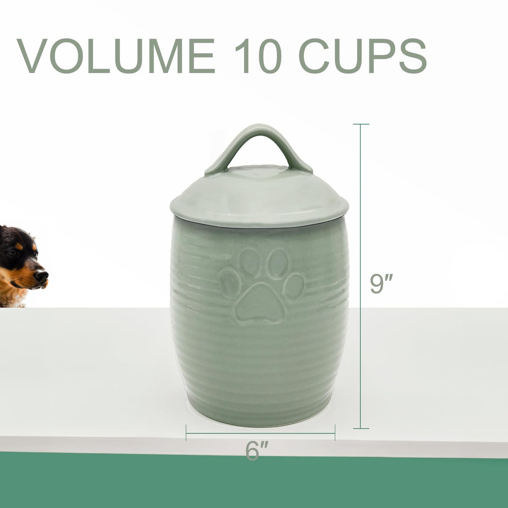 NIXBYO rustic green dog treat jar for kitchen storage and display