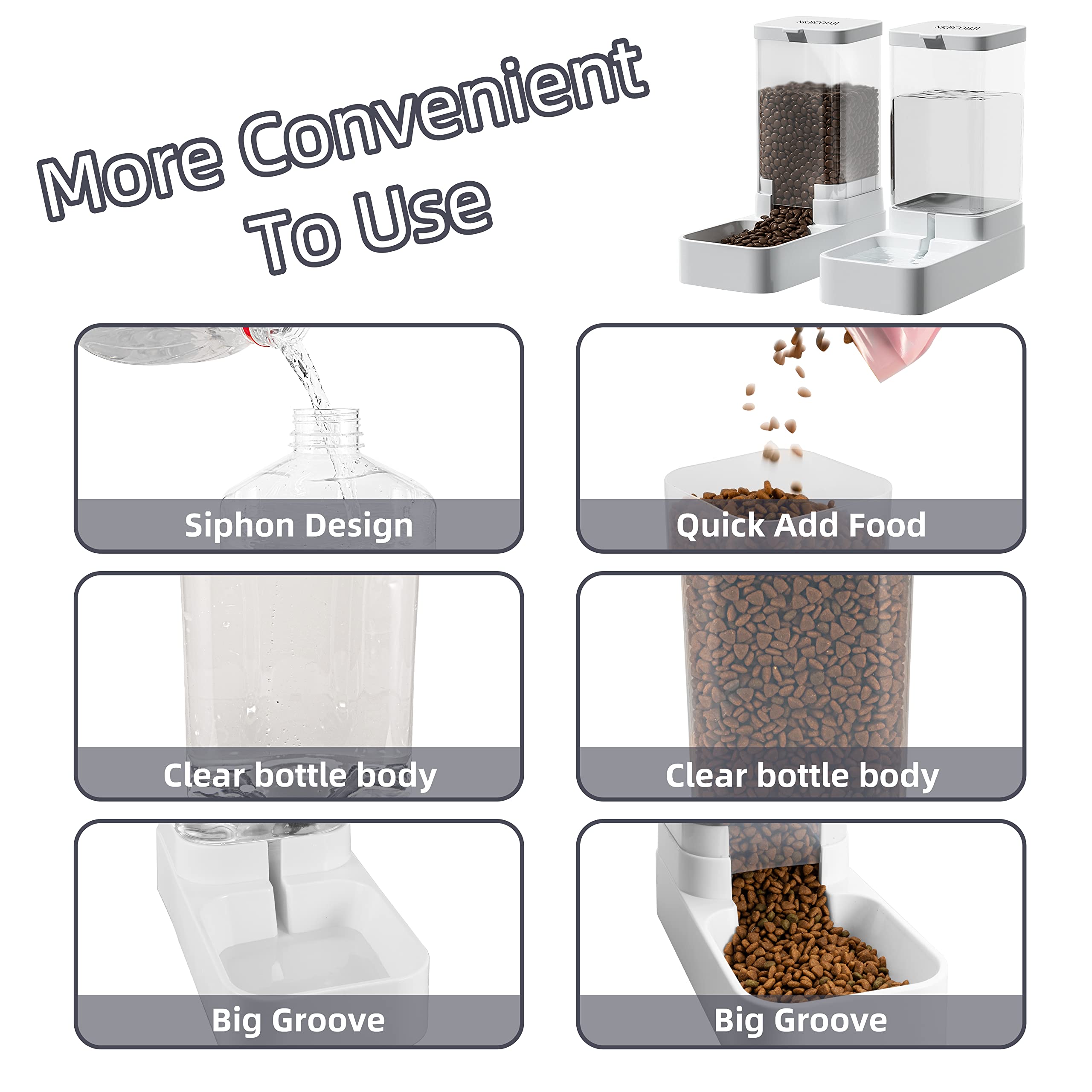 NKECOBJI gravity water dispenser side view promotes clean, automatic refills