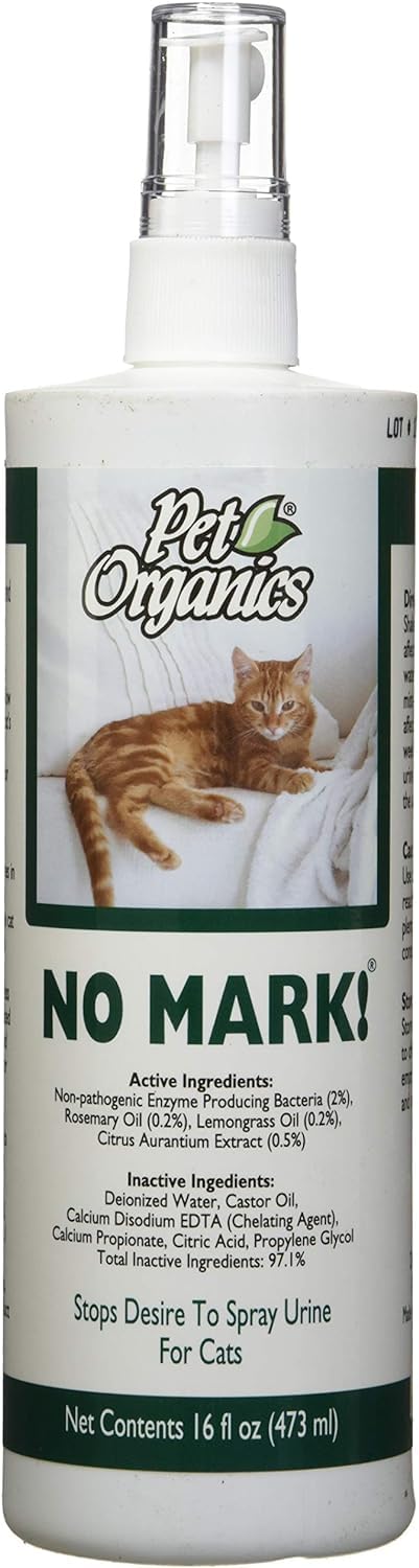 No Mark NaturVet cat spray bottle front view, a handy deterrent for indoor marking.