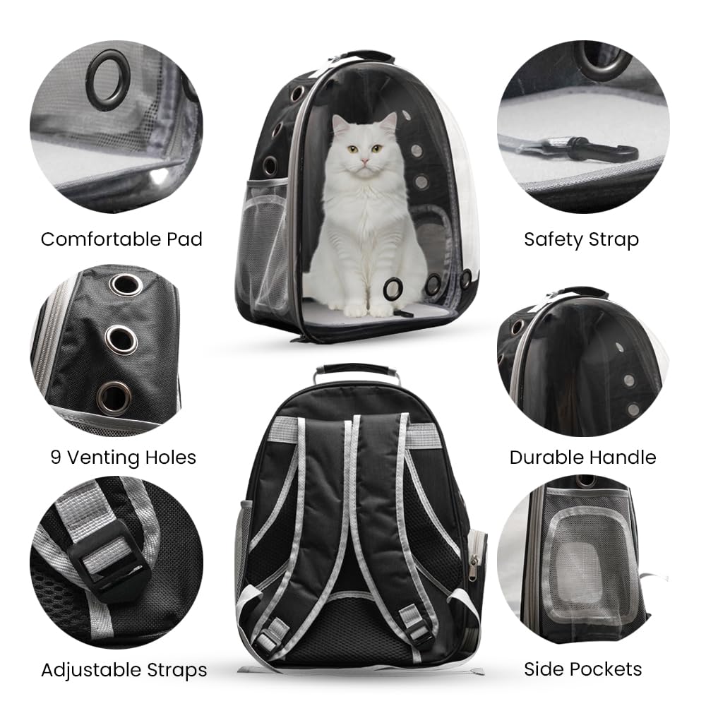 NOAH AND LYLA Cat Backpack Carrier interior space for comfortable travel experience.