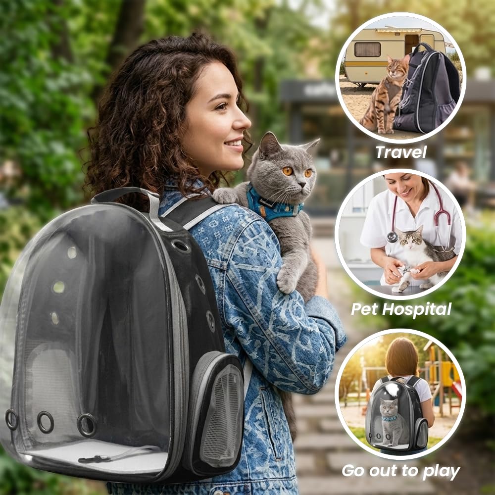 NOAH AND LYLA Cat Backpack Carrier folds flat for compact storage after trips.