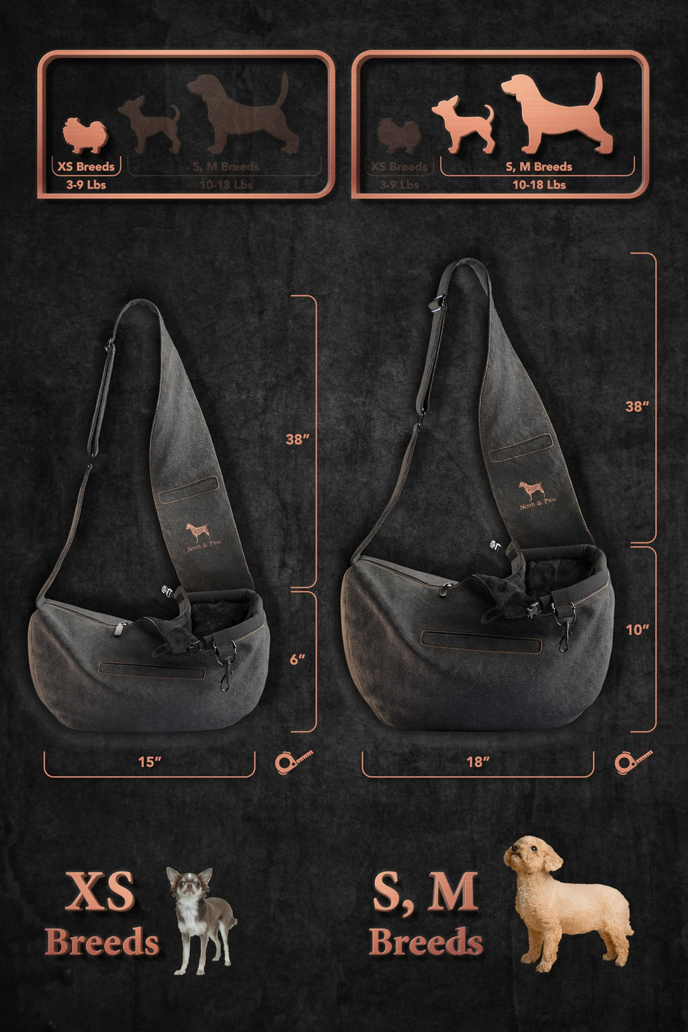 Noah & Paw adjustable shoulder strap shown for comfortable fit