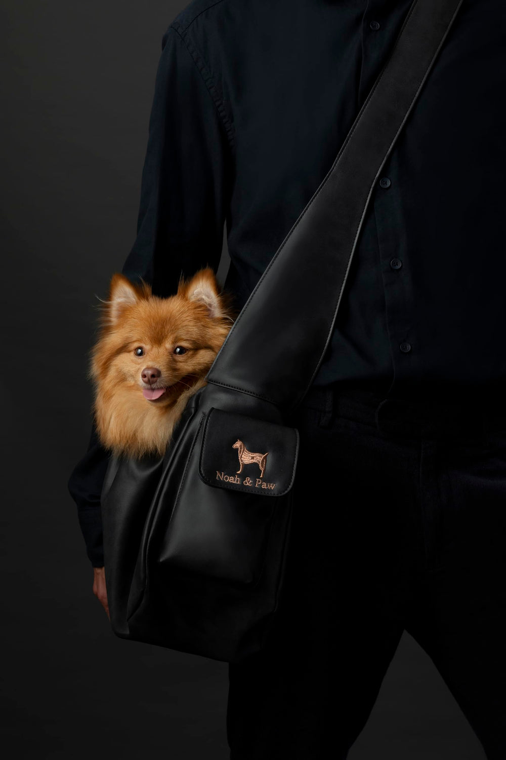 NOAH AND PAW cat and dog sling suitable for pets up to 18 pounds.