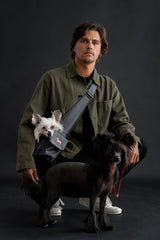 NOAH AND PAW dog sling with double safety clips for added security.