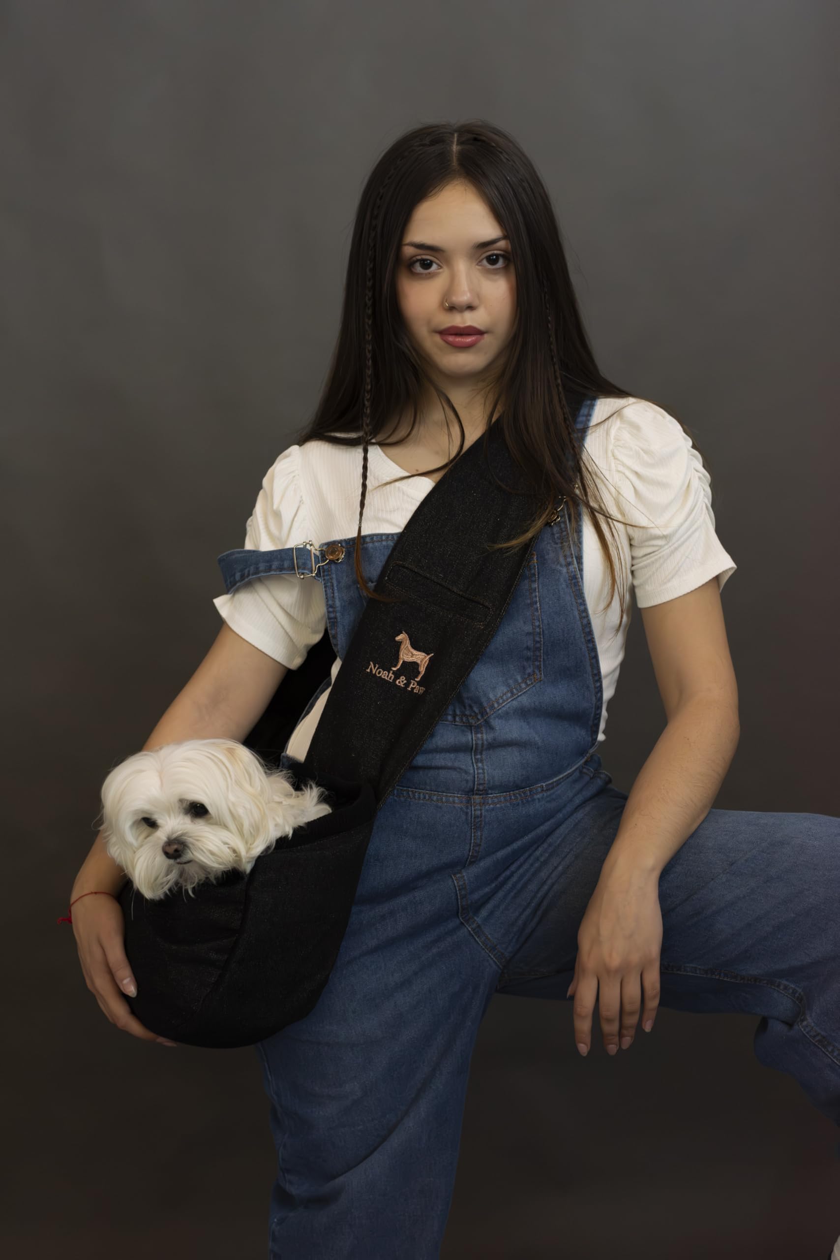 Noah & Paw travel friendly sling demonstrated during a walk