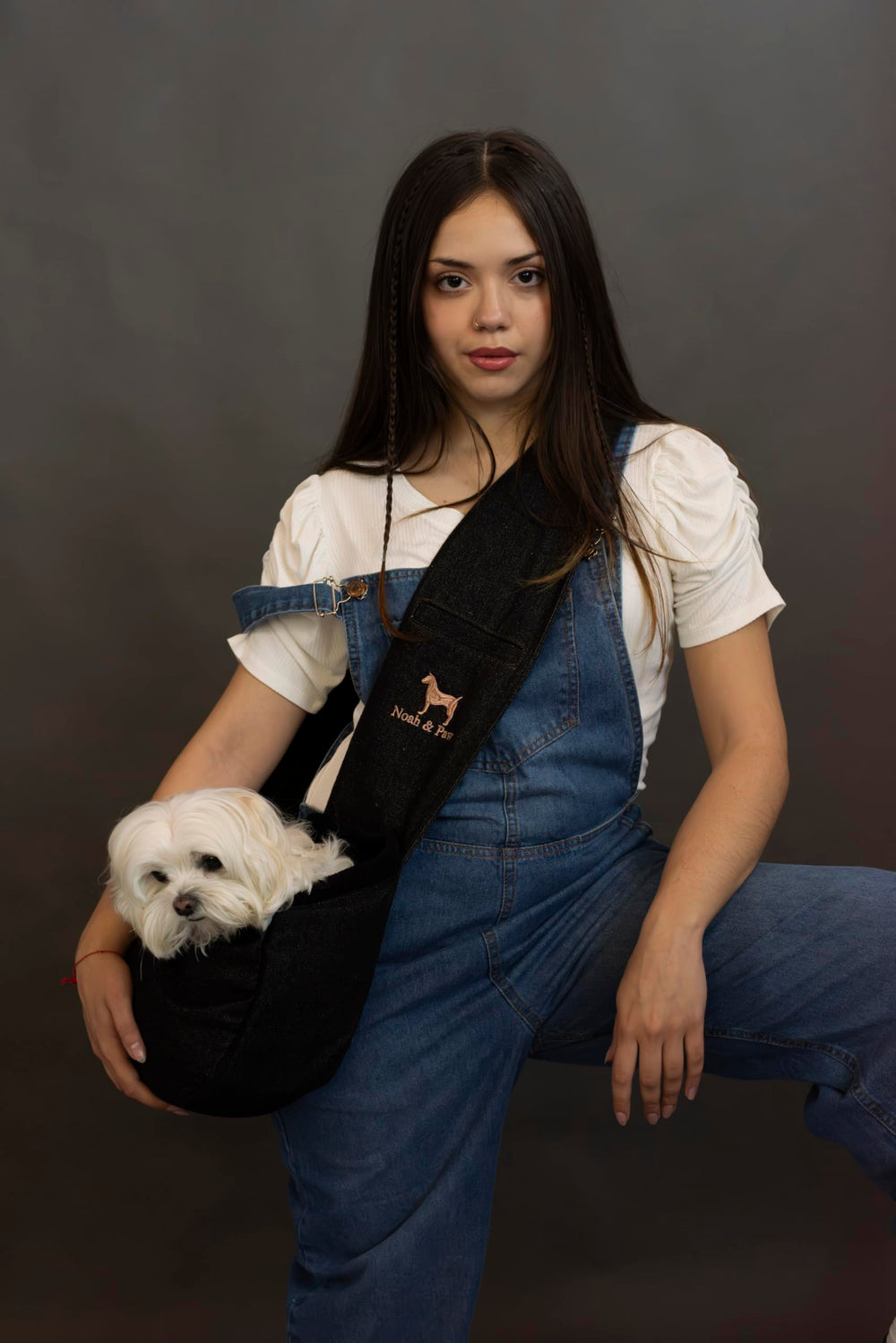 Noah & Paw travel friendly sling demonstrated during a walk