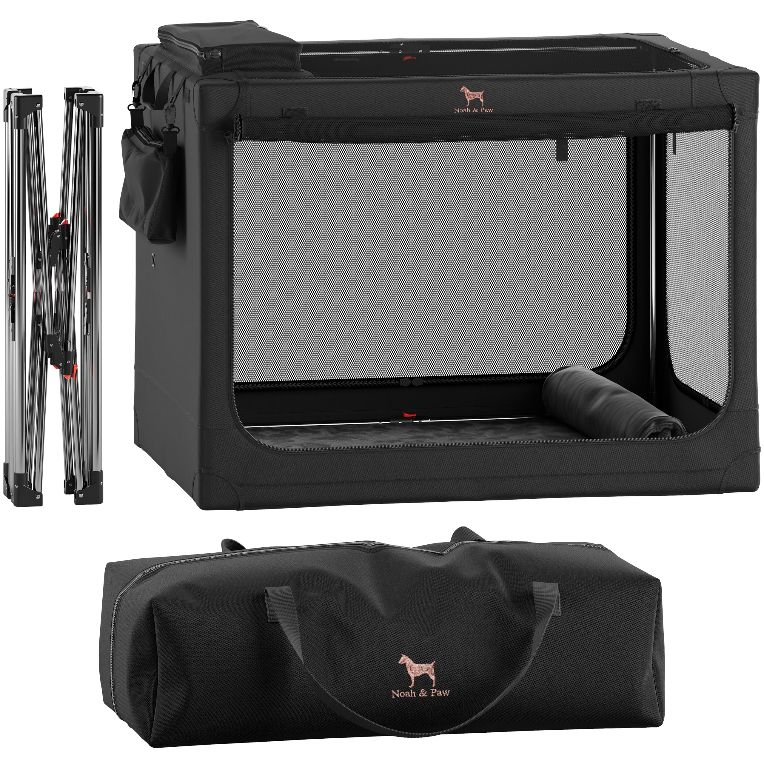 Noah and Paw collapsible crate frame ready for easy setup and portable use.