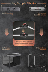 Noah & Paw crate with four mesh doors for airflow and visibility.