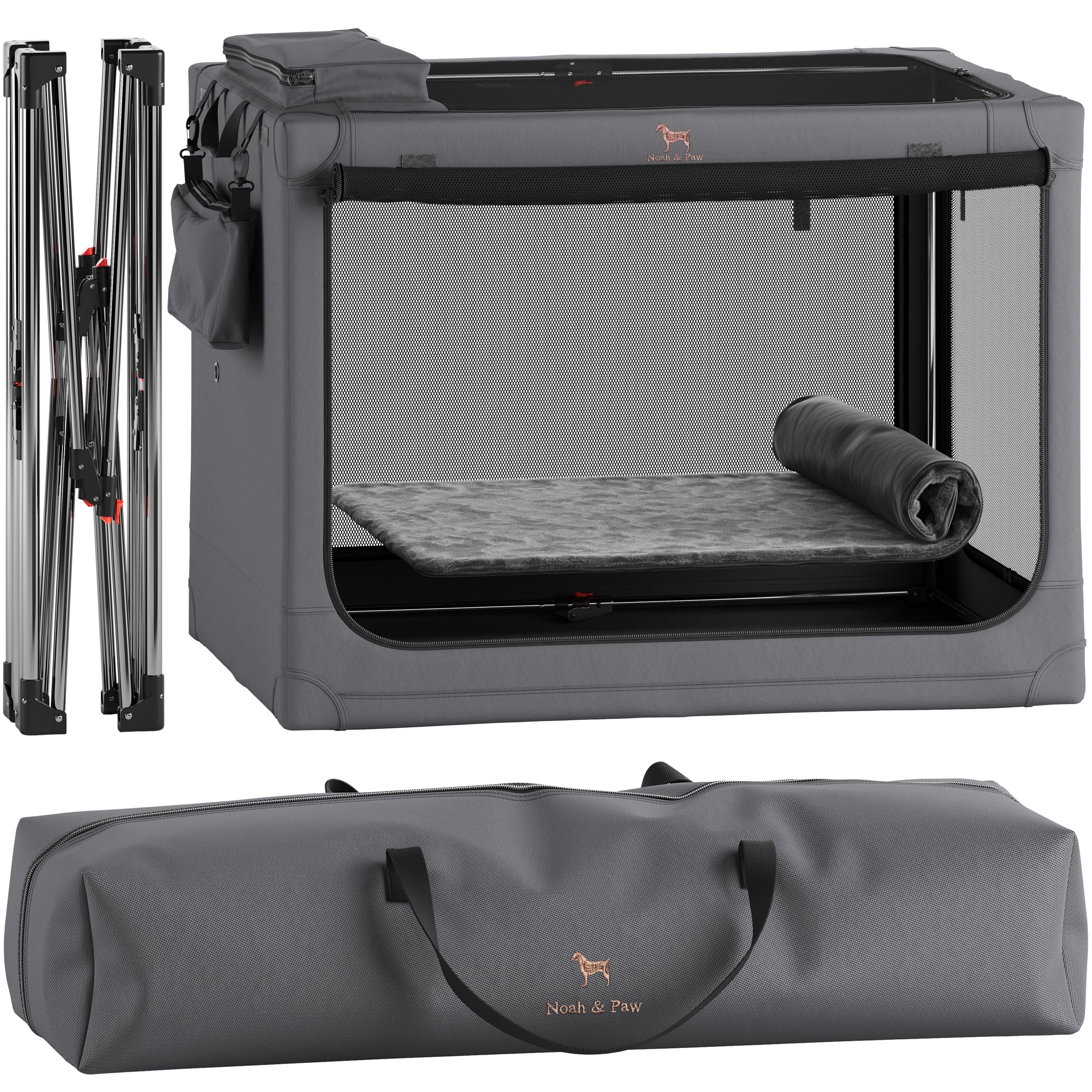 Noah & Paw collapsible crate frame shown for sturdy travel setup.